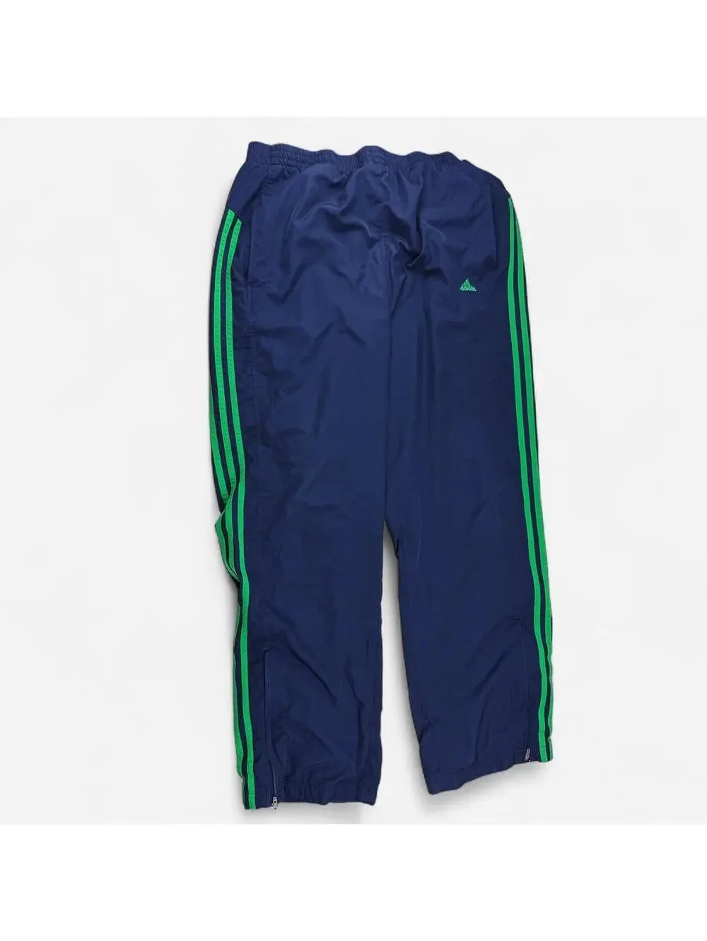 Adidas Navy Green Three Stripe Nylon Track Pants